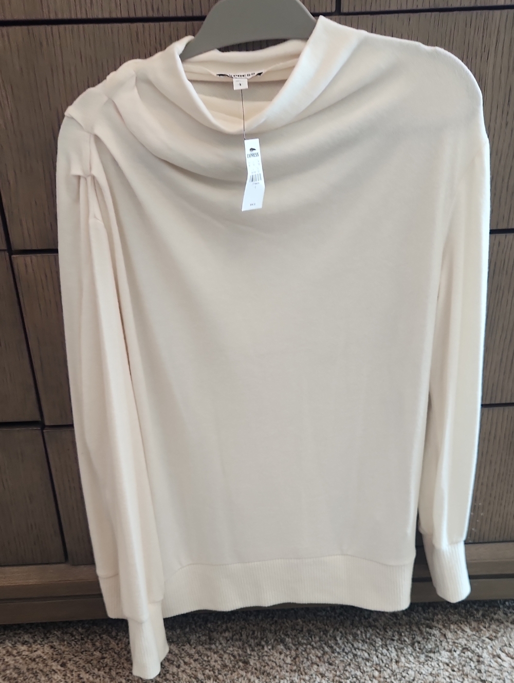 Express Cream Draped Cowl Neck Sweater